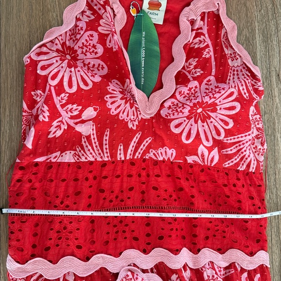 Farm Rio Dresses | Nwt Farm Rio Flowerful Birds Red Mix Maxi Dress-M - Picture 9 of 9